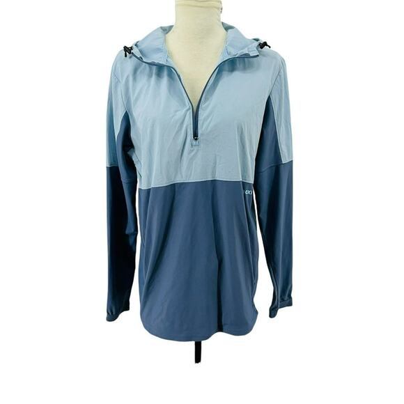Moxie Cycling Co Two Tone Blue Pull Over 1/4 Zip Hoodie Womens Medium - Picture 9 of 9